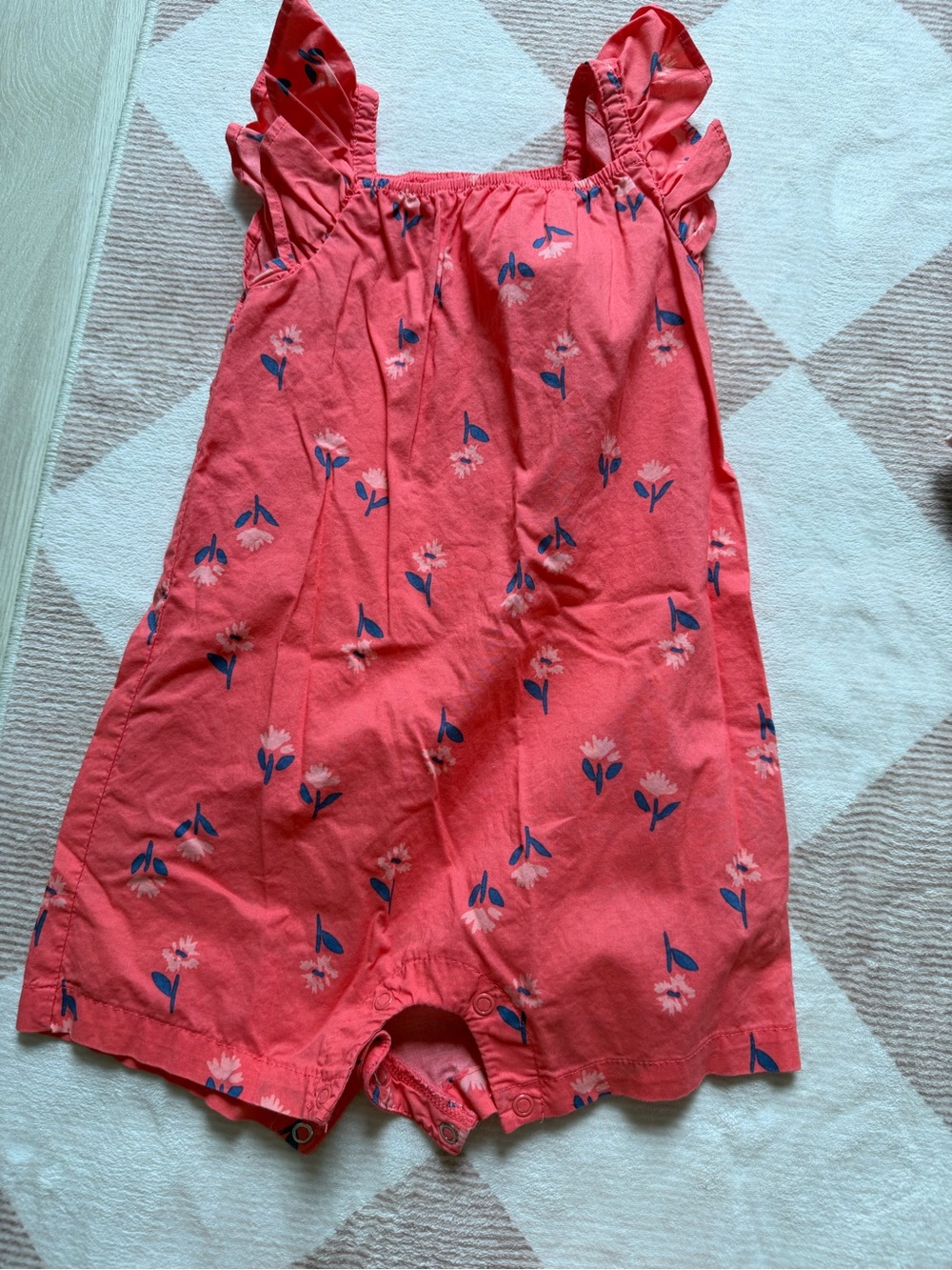 Carter's Coral Pink Floral One-Piece Bodysuit